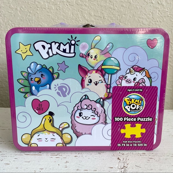 New Sealed Pikmi Pops Surprise 100 Piece Puzzle and Tin Lunch Box - Picture 1 of 4